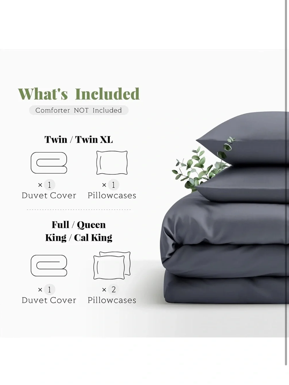 NEW Hot Sleeper Sheets Tencel Duvet Cover Set, Twin/TwinXL Size - Dark Grey